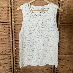 Liz Claiborne Lizsport Crochet Knit Tank Top Sleeveless‎ Cottagecore XL